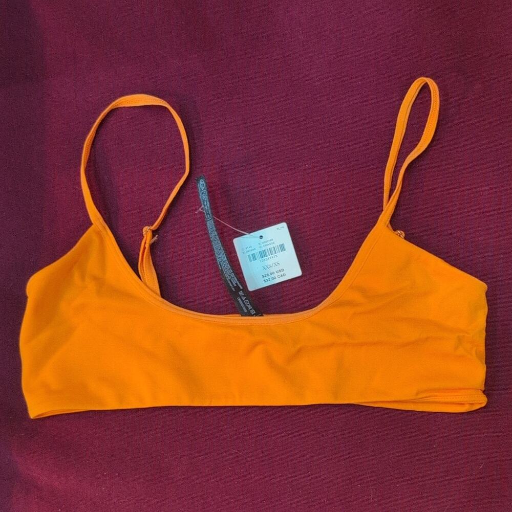 LyreBird Women's Orange Bikini Top bra XXS/XS A/B Spaghetti Adjustable Strap